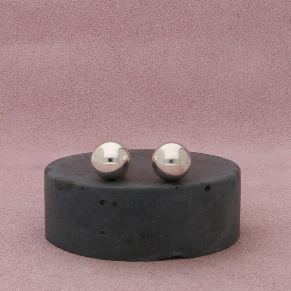 sterling silver 10mm classic ball bead stud earrings